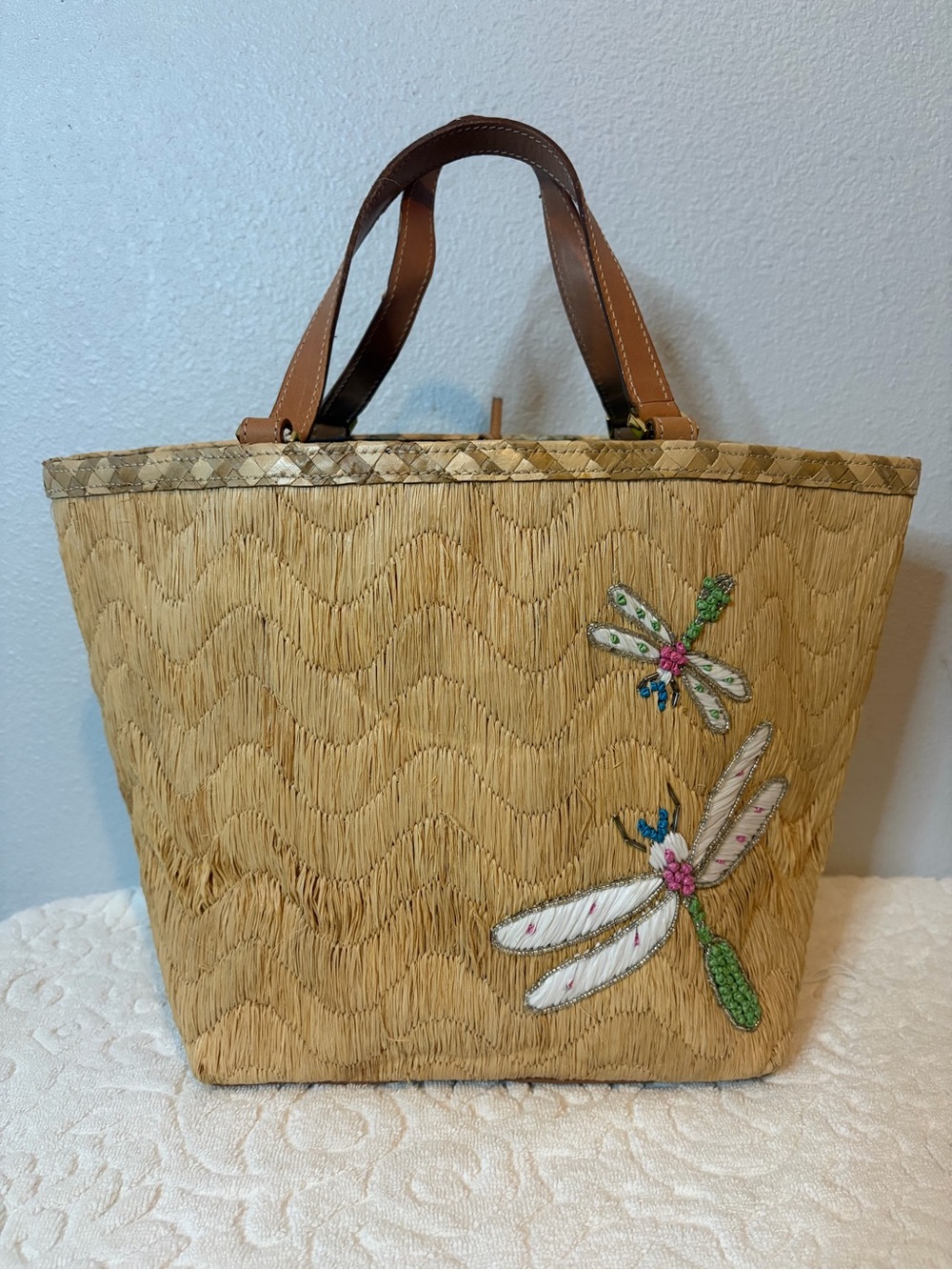 RARE 
Kate Spade Dragonfly Straw Tote
